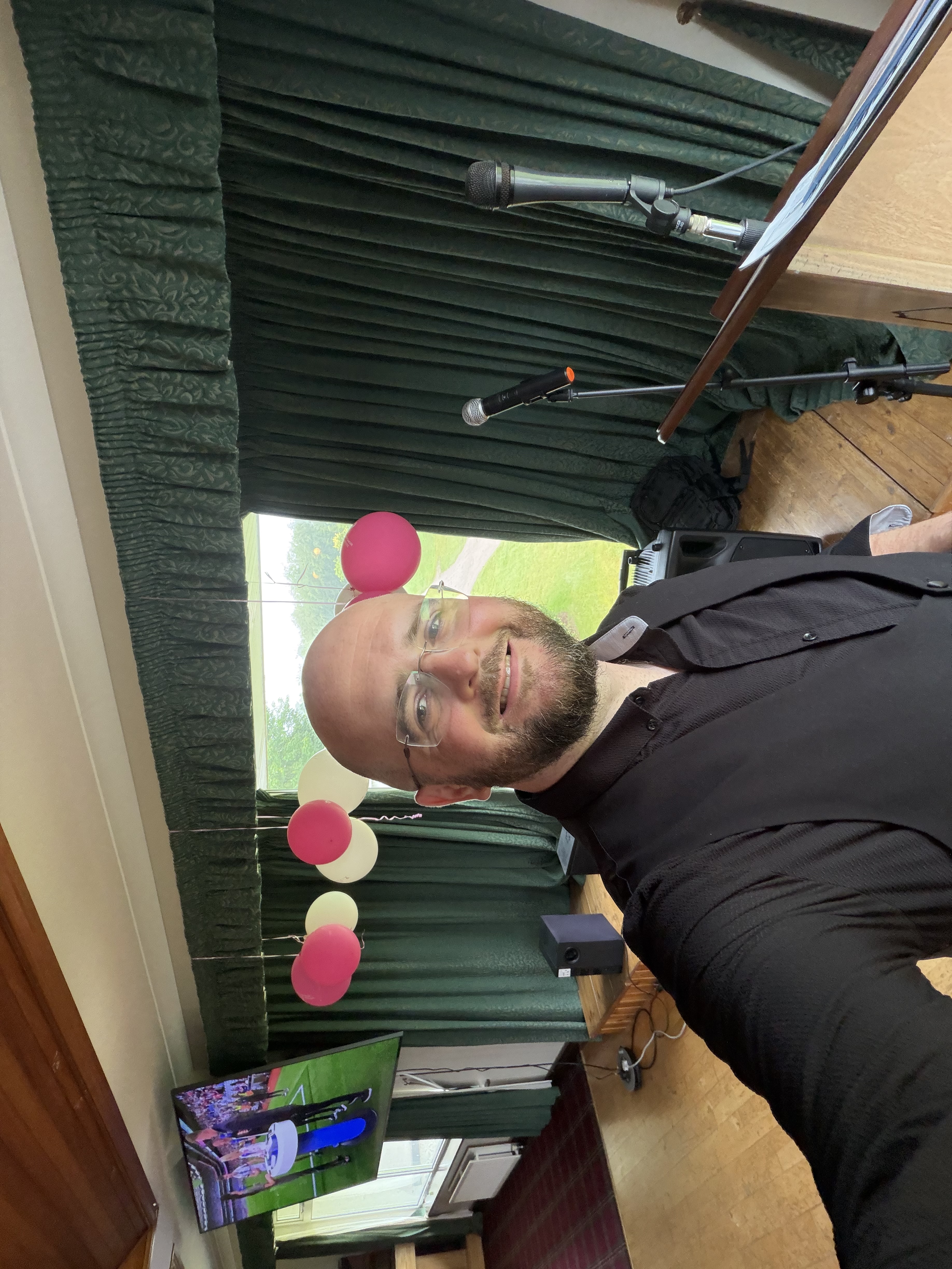 David Peace performing mind reading on stage at the Donegal County Council summer social